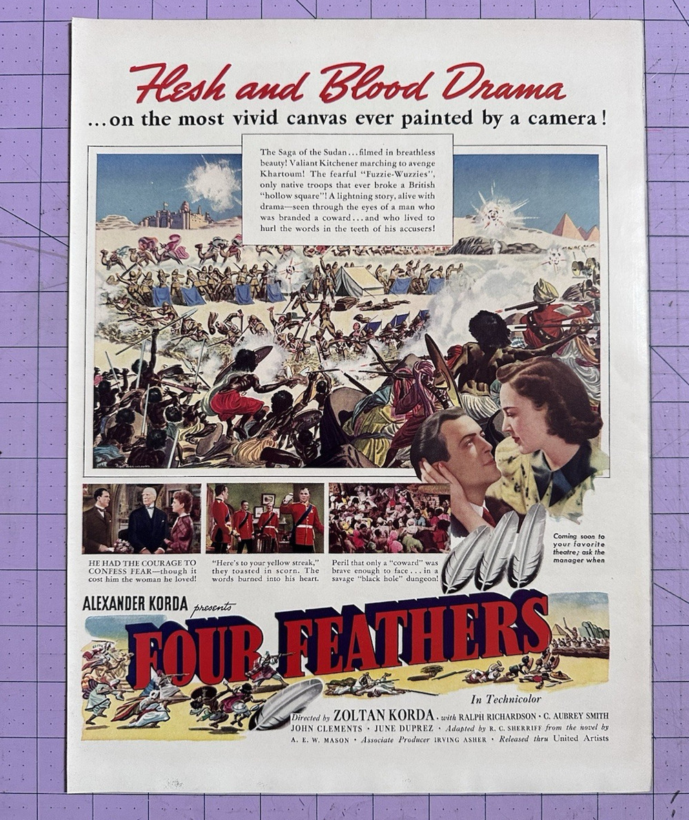 Four Feathers John Clements June Duprez 1939 Vintage Movie Promo Print Ad